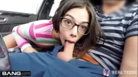 Petite teen POV public blowjob